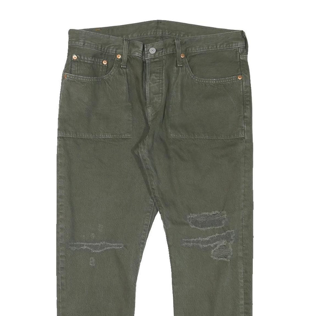 LEVI'S 501CT Womens Jeans Green Regular Straight Denim W31 L27 Button Closure