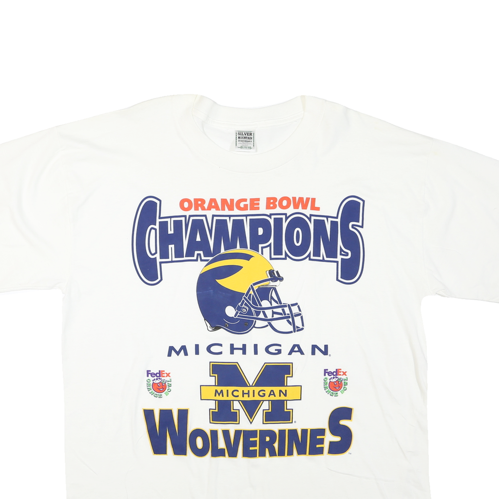 SILVER MOUNTAIN Mens White Michigan Orange Bowl Champions Graphic T-Shirt XL