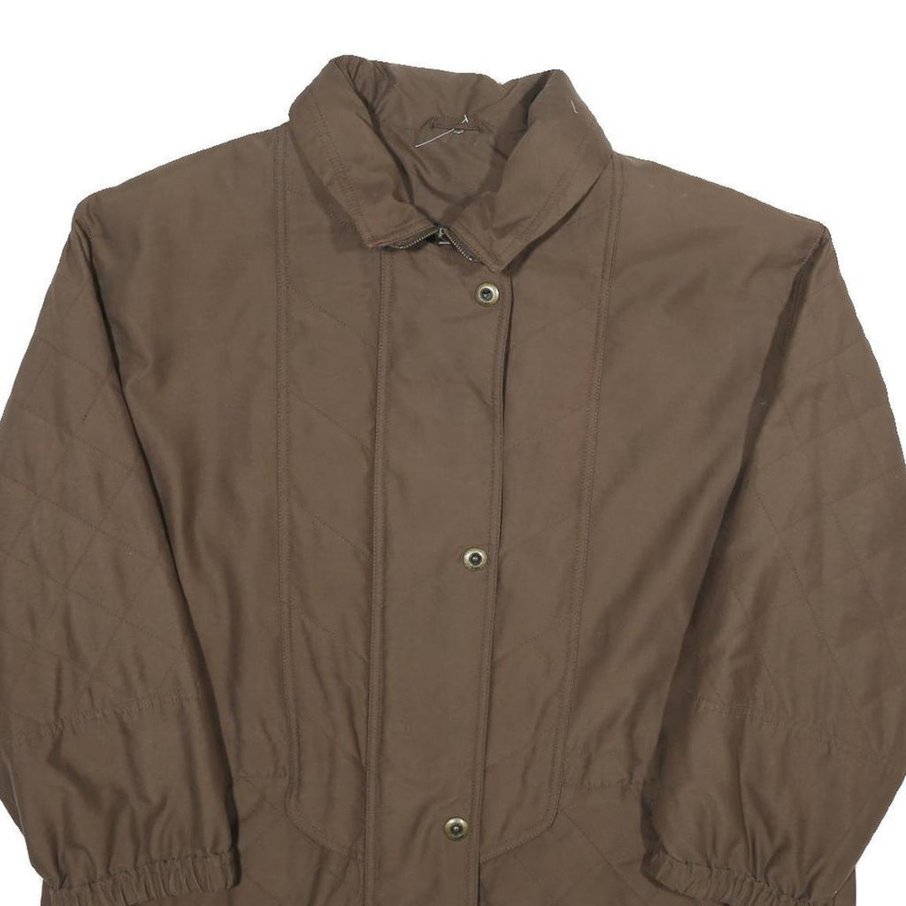 Womens Brown Quilted Plain Polyester Blend Jacket UK 18 Zip Closure Relaxed Fit