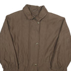 Womens Brown Quilted Plain Polyester Blend Jacket UK 18 Zip Closure Relaxed Fit