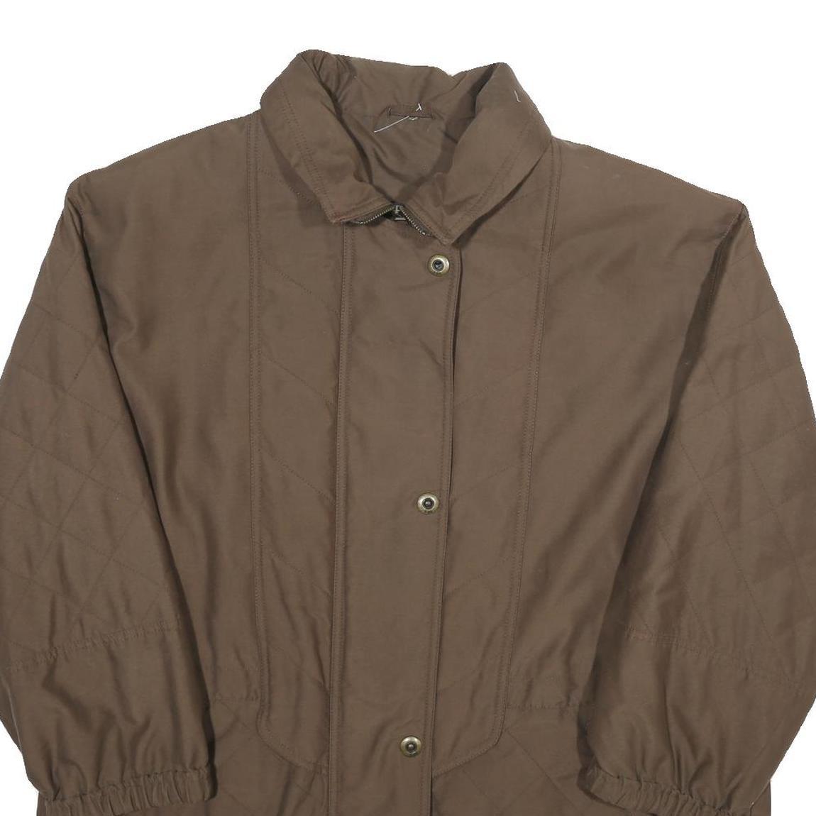 Womens Brown Quilted Plain Polyester Blend Jacket UK 18 Zip Closure Relaxed Fit