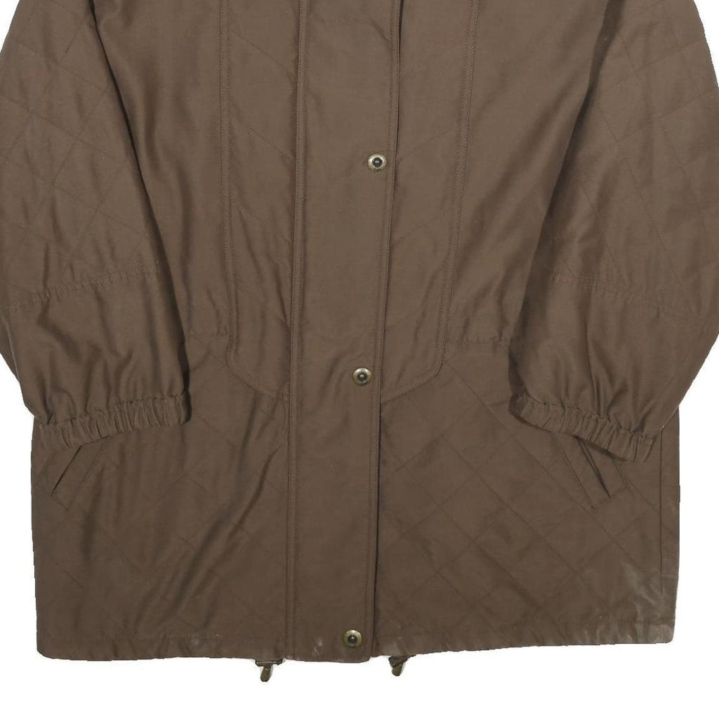 Womens Brown Quilted Plain Polyester Blend Jacket UK 18 Zip Closure Relaxed Fit