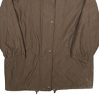 Womens Brown Quilted Plain Polyester Blend Jacket UK 18 Zip Closure Relaxed Fit