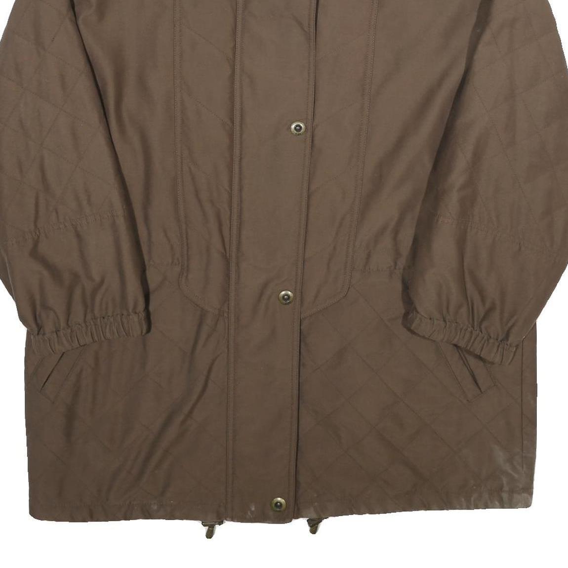 Womens Brown Quilted Plain Polyester Blend Jacket UK 18 Zip Closure Relaxed Fit