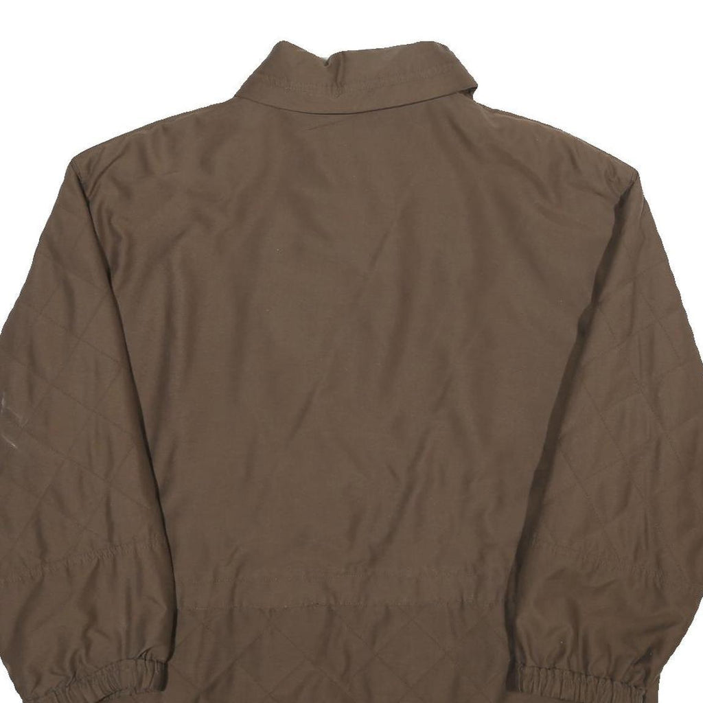 Womens Brown Quilted Plain Polyester Blend Jacket UK 18 Zip Closure Relaxed Fit