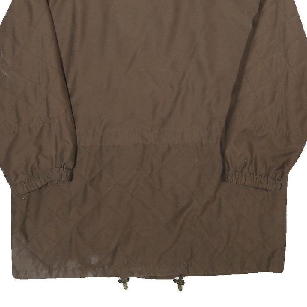 Womens Brown Quilted Plain Polyester Blend Jacket UK 18 Zip Closure Relaxed Fit