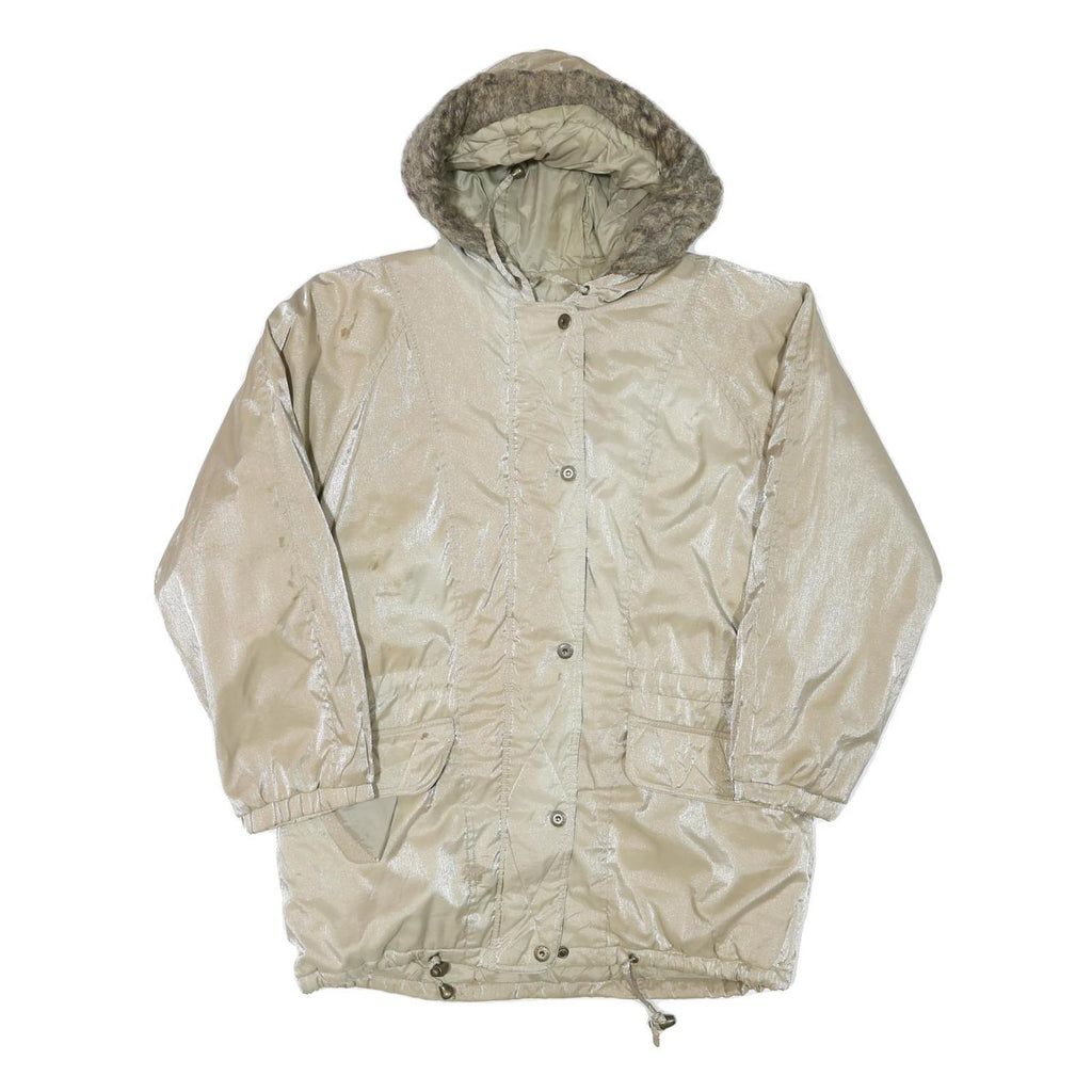 KARIZMA Womens Beige Polyester Blend Hooded Jacket M Zip Plain Casual Outerwear