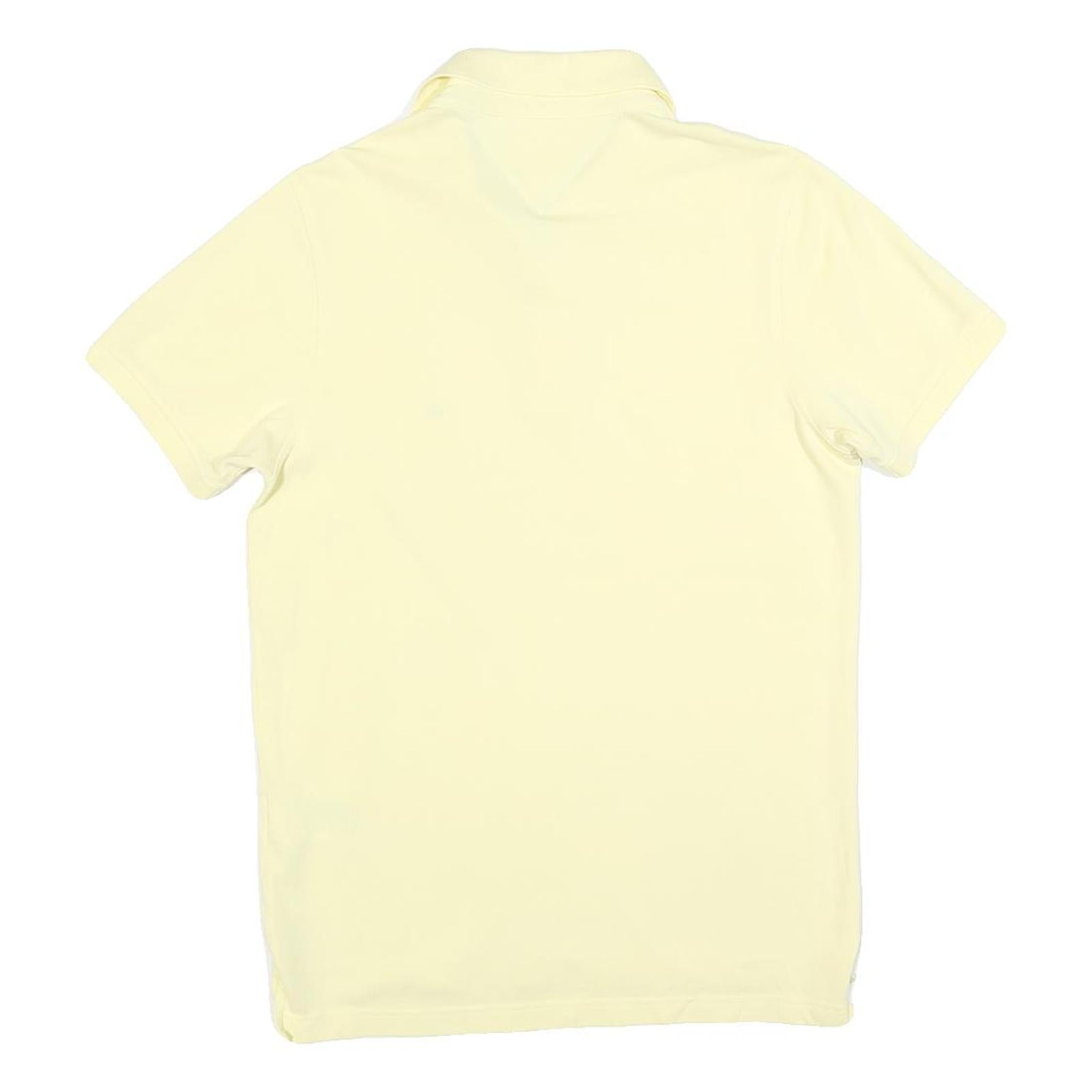 TOMMY HILFIGER Mens Yellow Short Sleeve Plain Polo Shirt M Cotton Blend Casual