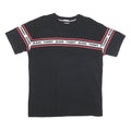 TOMMY HILFIGER Mens Black & Red Graphic T-Shirt L Short Sleeve Crew Neck Branded