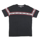 TOMMY HILFIGER Mens Black & Red Graphic T-Shirt L Short Sleeve Crew Neck Branded