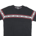 TOMMY HILFIGER Mens Black & Red Graphic T-Shirt L Short Sleeve Crew Neck Branded