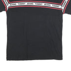 TOMMY HILFIGER Mens Black & Red Graphic T-Shirt L Short Sleeve Crew Neck Branded