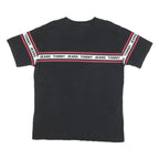 TOMMY HILFIGER Mens Black & Red Graphic T-Shirt L Short Sleeve Crew Neck Branded