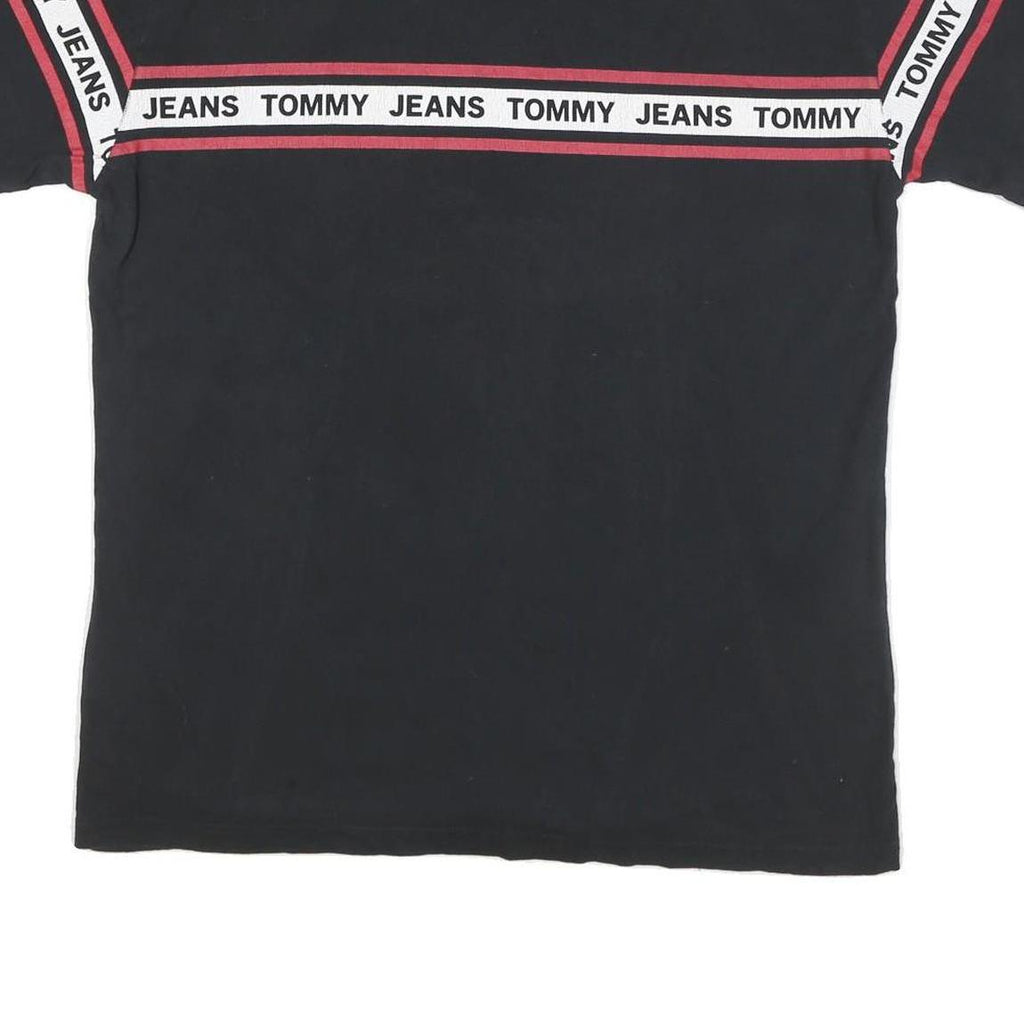 TOMMY HILFIGER Mens Black & Red Graphic T-Shirt L Short Sleeve Crew Neck Branded