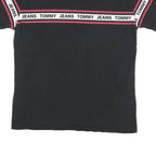 TOMMY HILFIGER Mens Black & Red Graphic T-Shirt L Short Sleeve Crew Neck Branded