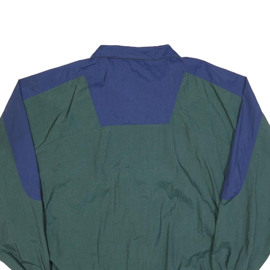 PRO SPIRIT Mens Green & Blue Nylon Zip Track Jacket XL Plain Casual Lightweight