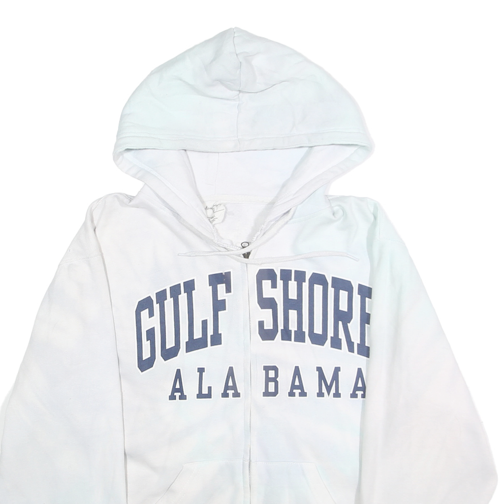 DREAMSICLE Mens White Gulf Shore Alabama Zip Hoodie S Casual Cotton Blend