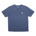 CARHARTT Mens Blue Henley T-Shirt L Short Sleeve Round Neck Pocket Cotton Blend