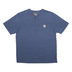 CARHARTT Mens Blue Henley T-Shirt L Short Sleeve Round Neck Pocket Cotton Blend