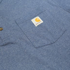 CARHARTT Mens Blue Henley T-Shirt L Short Sleeve Round Neck Pocket Cotton Blend
