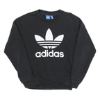 ADIDAS Womens Black Crew Neck UK 6 Sweatshirt Cotton Blend Casual Pullover