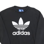 ADIDAS Womens Black Crew Neck UK 6 Sweatshirt Cotton Blend Casual Pullover