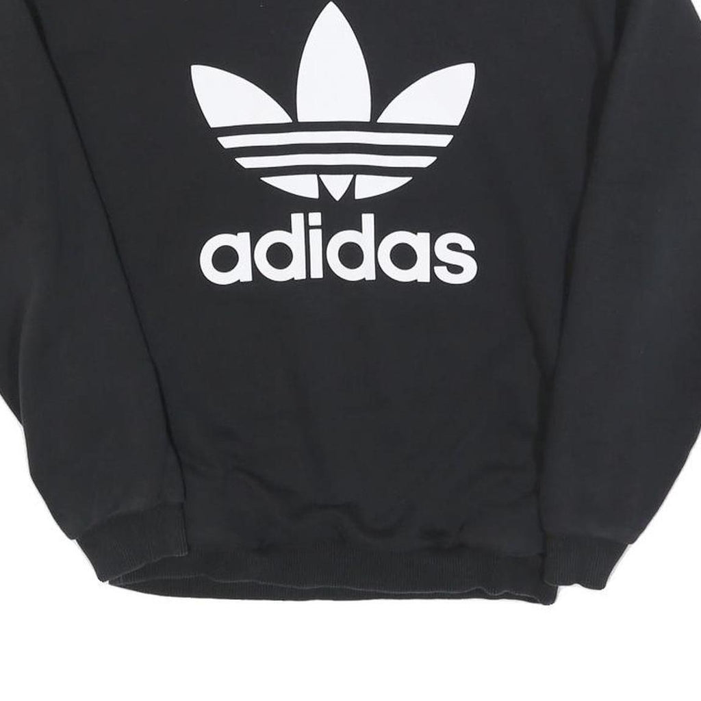 ADIDAS Womens Black Crew Neck UK 6 Sweatshirt Cotton Blend Casual Pullover