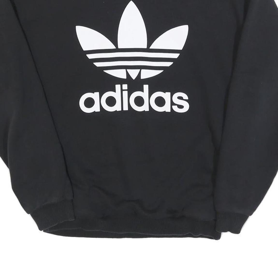 ADIDAS Womens Black Crew Neck UK 6 Sweatshirt Cotton Blend Casual Pullover