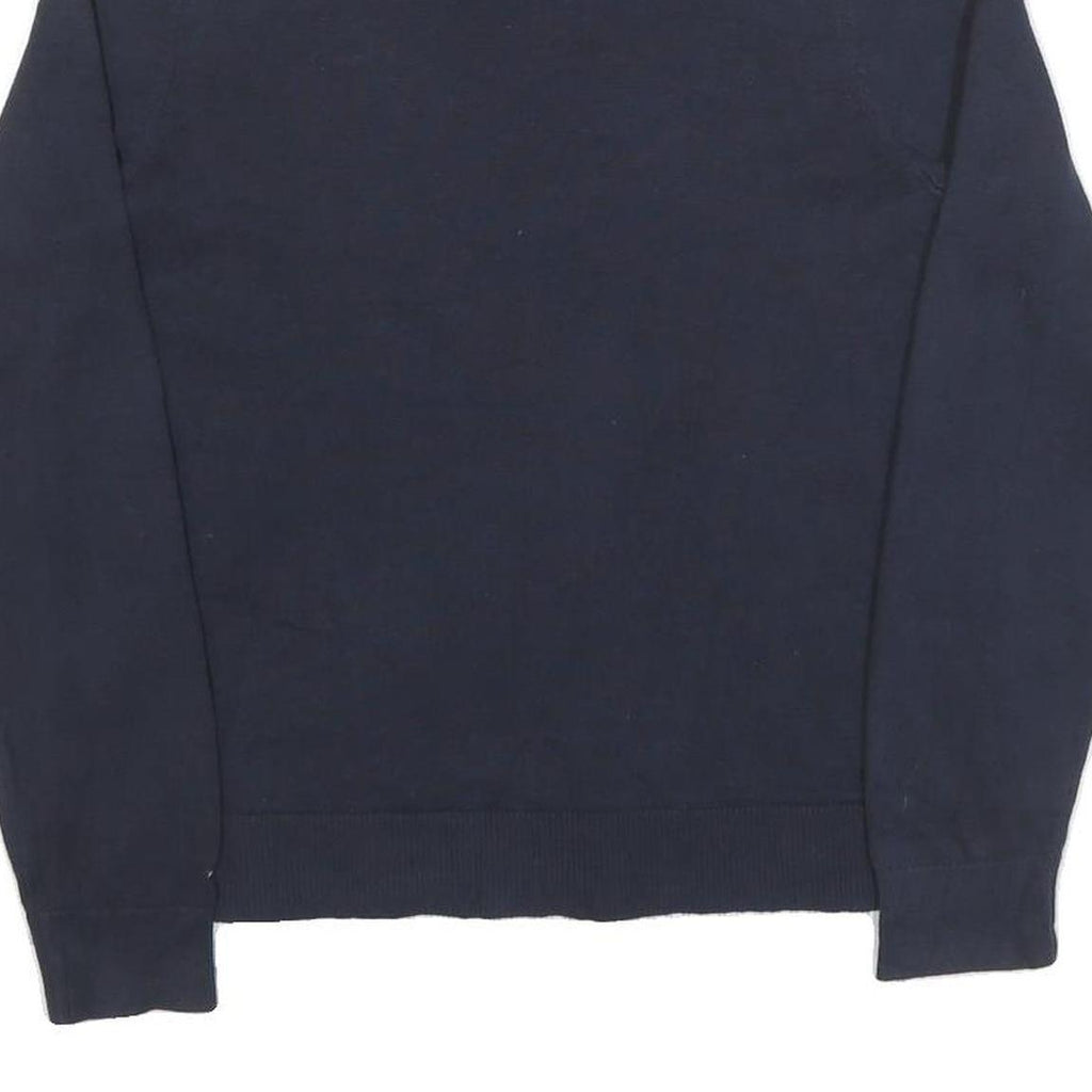 TOMMY HILFIGER Womens Navy Plain Jumper V-Neck Basic Knit M Cotton Blend