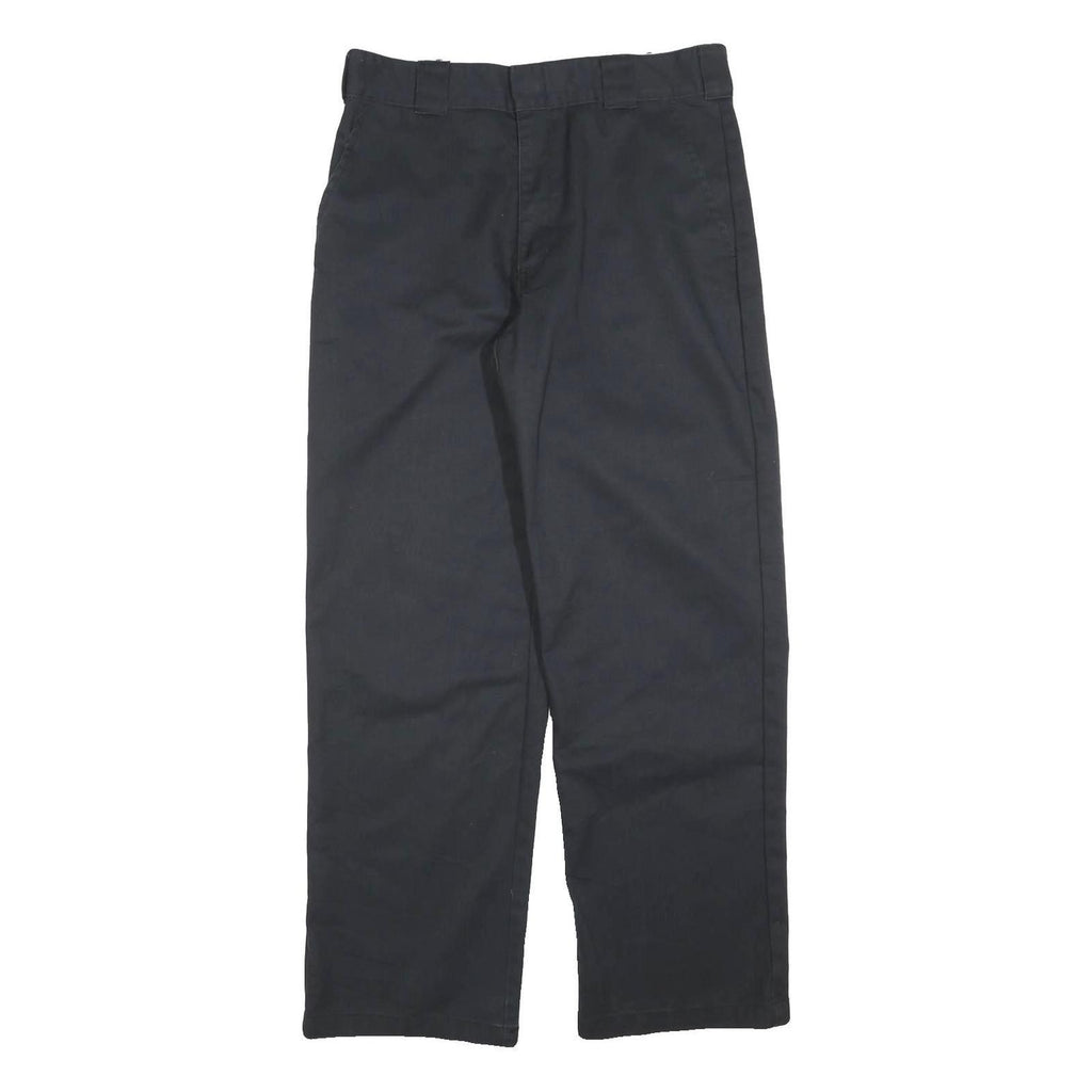 DICKIES Mens Cotton Blend Black Regular Straight Trousers W34 L32 Workwear