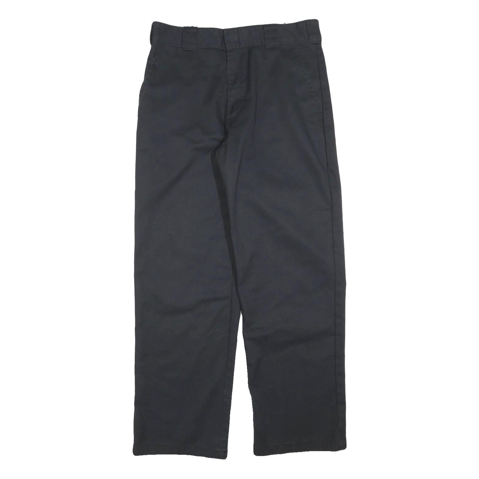 DICKIES Mens Cotton Blend Black Regular Straight Trousers W34 L32 Workwear