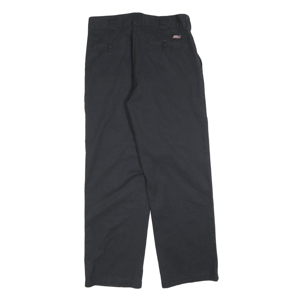 DICKIES Mens Cotton Blend Black Regular Straight Trousers W34 L32 Workwear