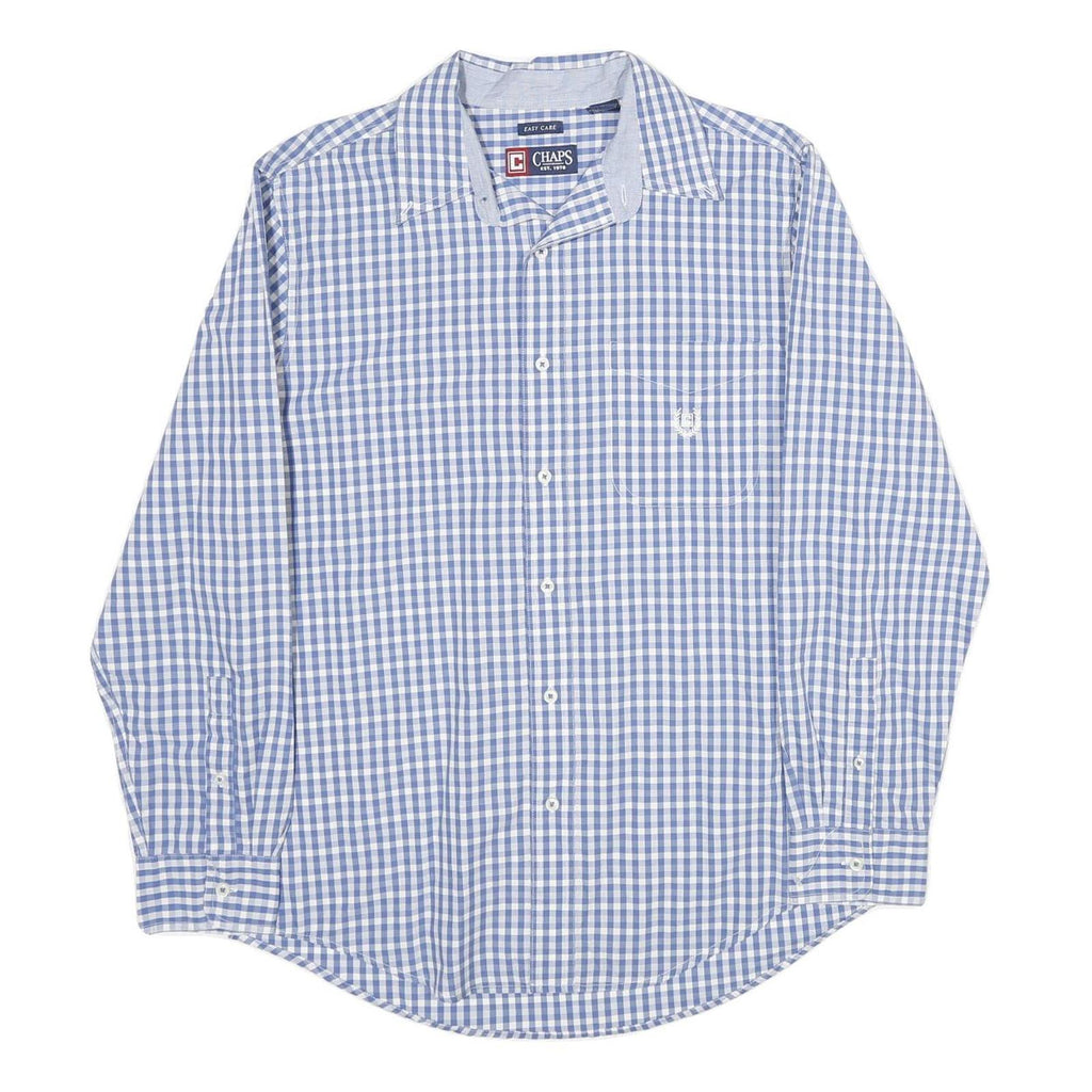 CHAPS Mens Blue Check Shirt M Classic Cotton Button Down Long Sleeve Casual