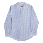CHAPS Mens Blue Check Shirt M Classic Cotton Button Down Long Sleeve Casual