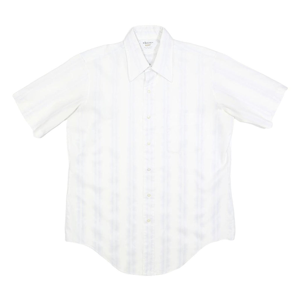 ARROW Mens White Polyester Blend Shirt Kent M Classic Button Long Sleeve