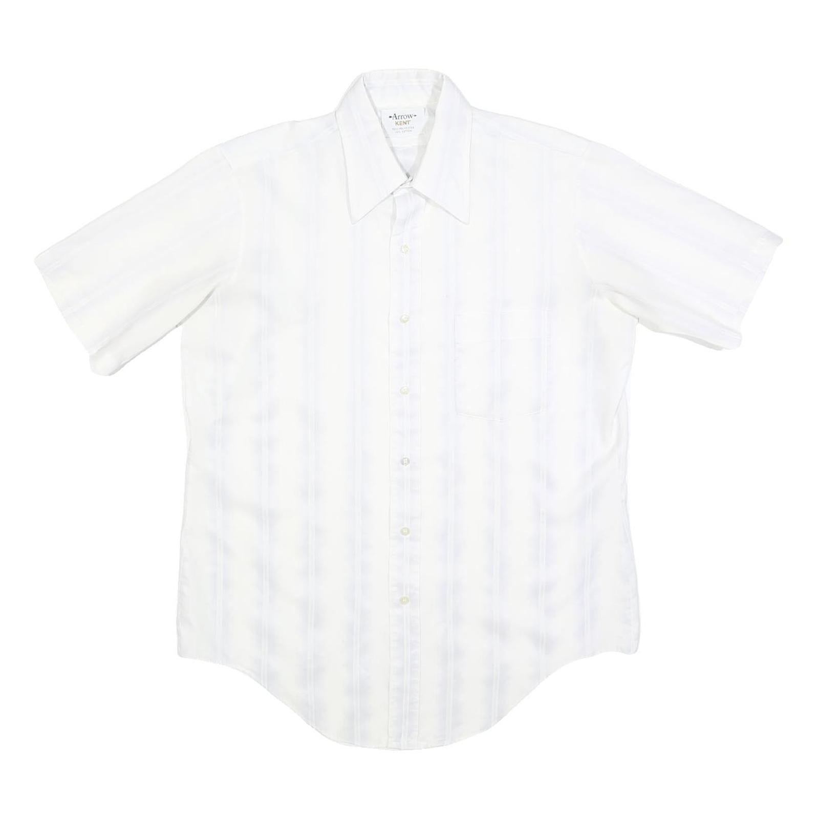 ARROW Mens White Polyester Blend Shirt Kent M Classic Button Long Sleeve