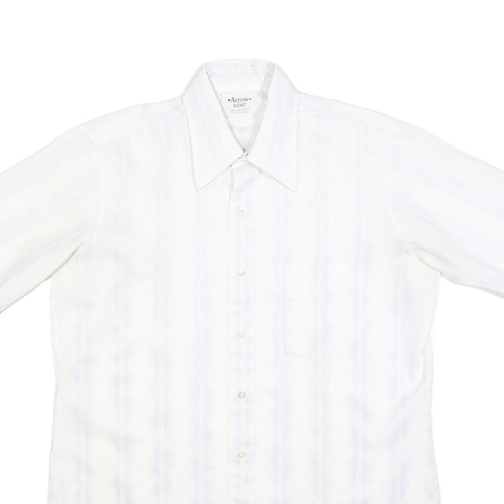 ARROW Mens White Polyester Blend Shirt Kent M Classic Button Long Sleeve