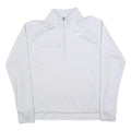 NIKE Womens White Long Sleeve T-Shirt Quarter Zip Athletic L Crew Neck
