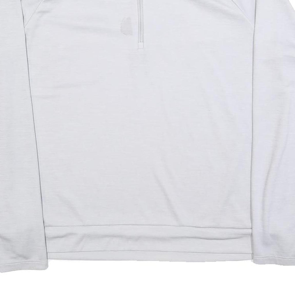 NIKE Womens White Long Sleeve T-Shirt Quarter Zip Athletic L Crew Neck