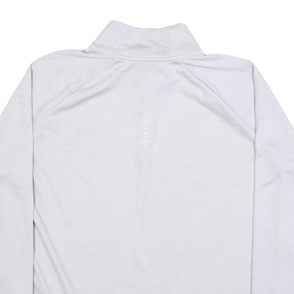 NIKE Womens White Long Sleeve T-Shirt Quarter Zip Athletic L Crew Neck