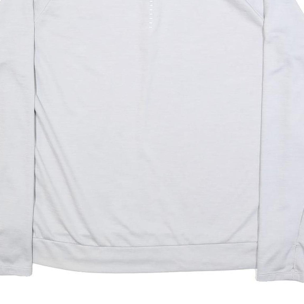 NIKE Womens White Long Sleeve T-Shirt Quarter Zip Athletic L Crew Neck