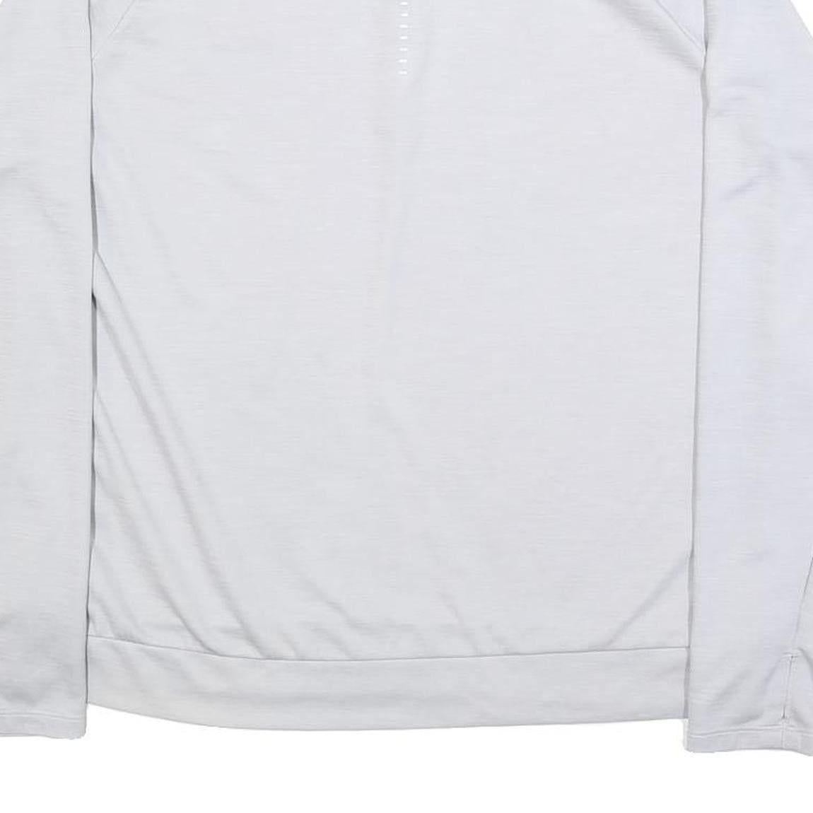 NIKE Womens White Long Sleeve T-Shirt Quarter Zip Athletic L Crew Neck