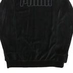 PUMA Womens Black Velvet Crew Neck UK 12 Sweatshirt Pullover Logo Embroidered
