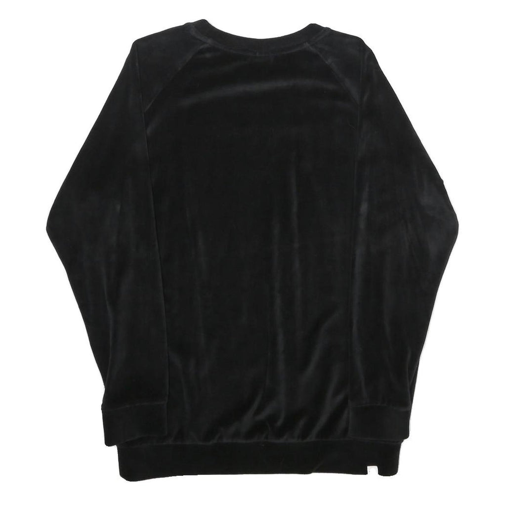 PUMA Womens Black Velvet Crew Neck UK 12 Sweatshirt Pullover Logo Embroidered