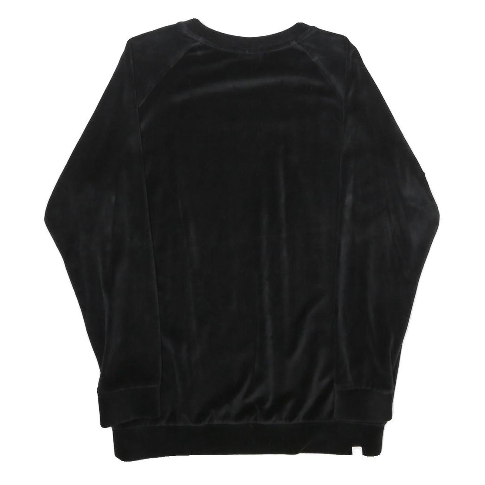 PUMA Womens Black Velvet Crew Neck UK 12 Sweatshirt Pullover Logo Embroidered