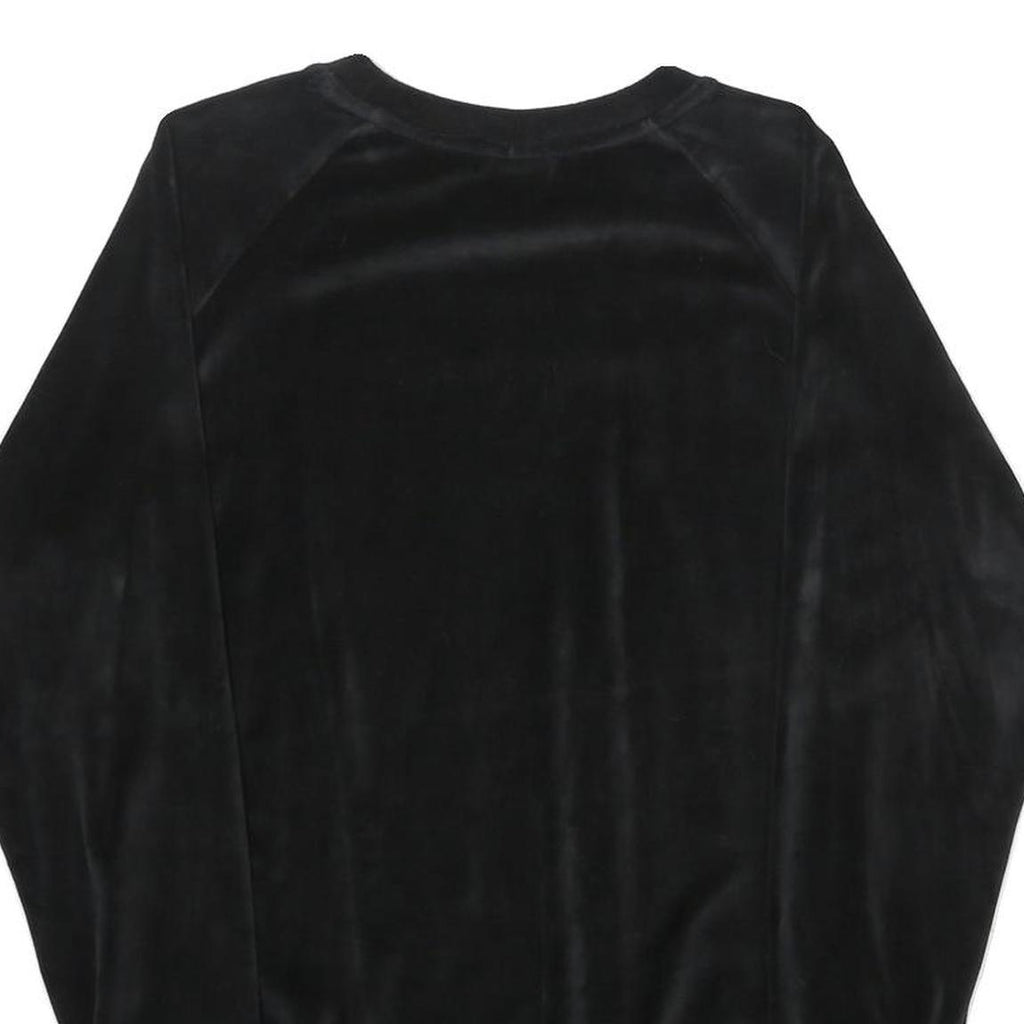 PUMA Womens Black Velvet Crew Neck UK 12 Sweatshirt Pullover Logo Embroidered