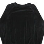 PUMA Womens Black Velvet Crew Neck UK 12 Sweatshirt Pullover Logo Embroidered