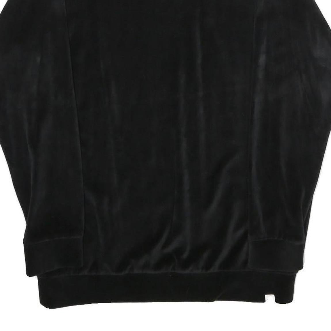 PUMA Womens Black Velvet Crew Neck UK 12 Sweatshirt Pullover Logo Embroidered