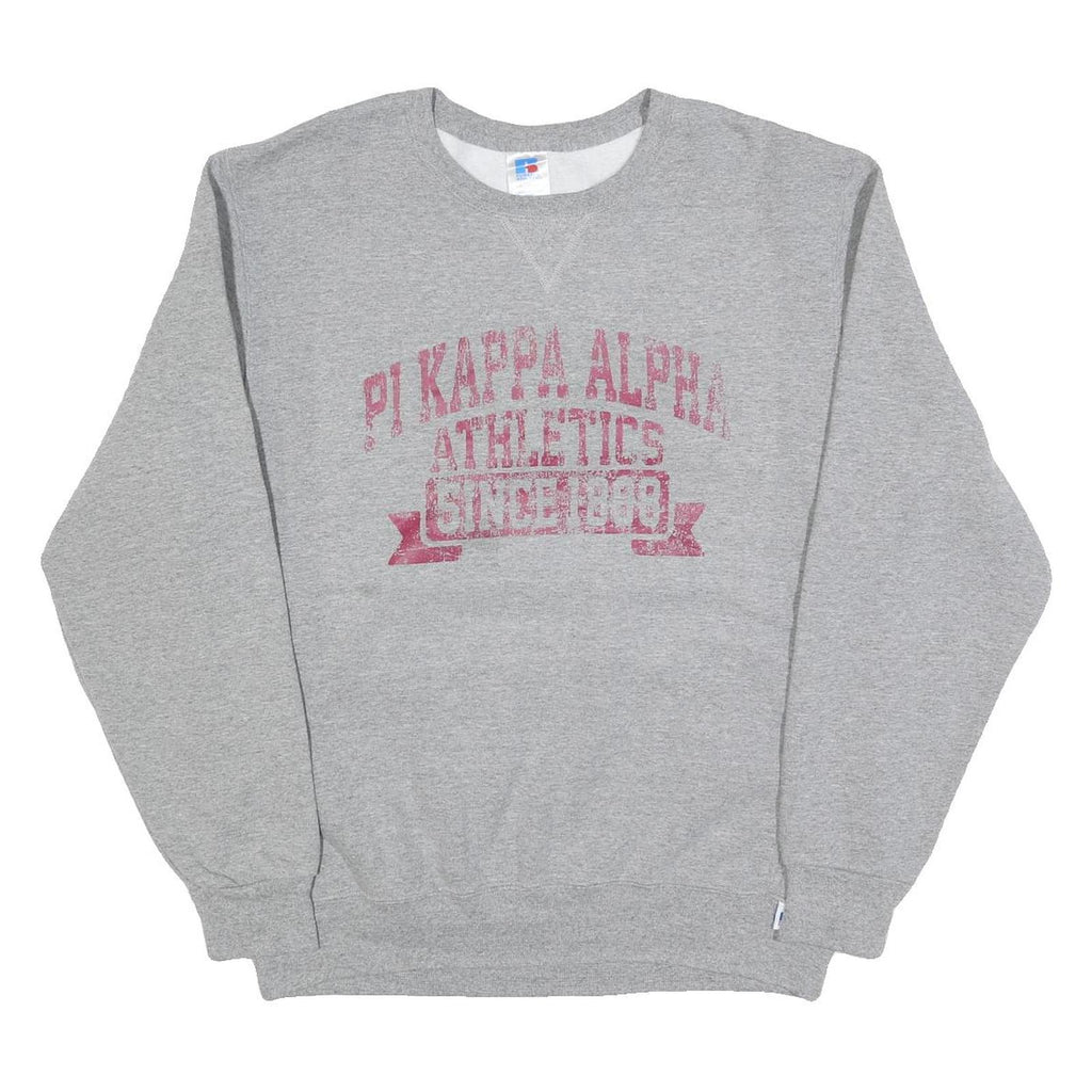 RUSSELL ATHLETIC Mens Grey Pi Kappa Alpha Athletics Crew Neck L Cotton Blend