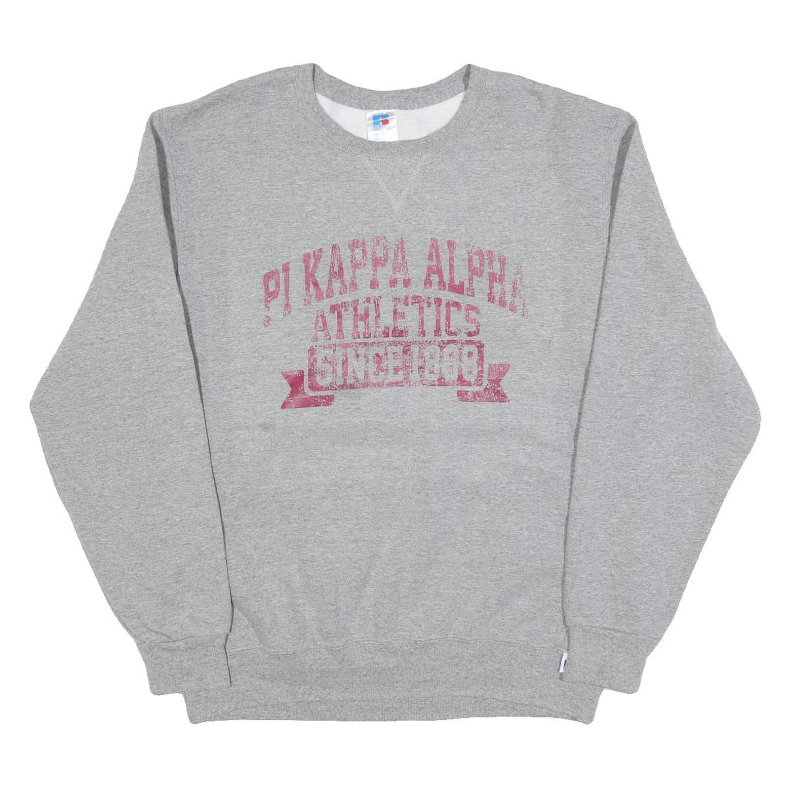RUSSELL ATHLETIC Mens Grey Pi Kappa Alpha Athletics Crew Neck L Cotton Blend